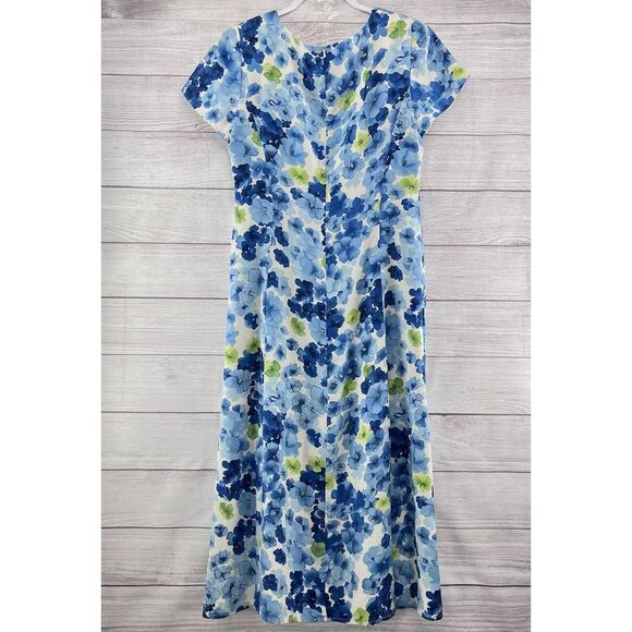 Talbots Women's Dress Lined PURE SILK Floral Long Sleeveless Maxi Sz 10 Y2K 90's - Picture 2 of 7